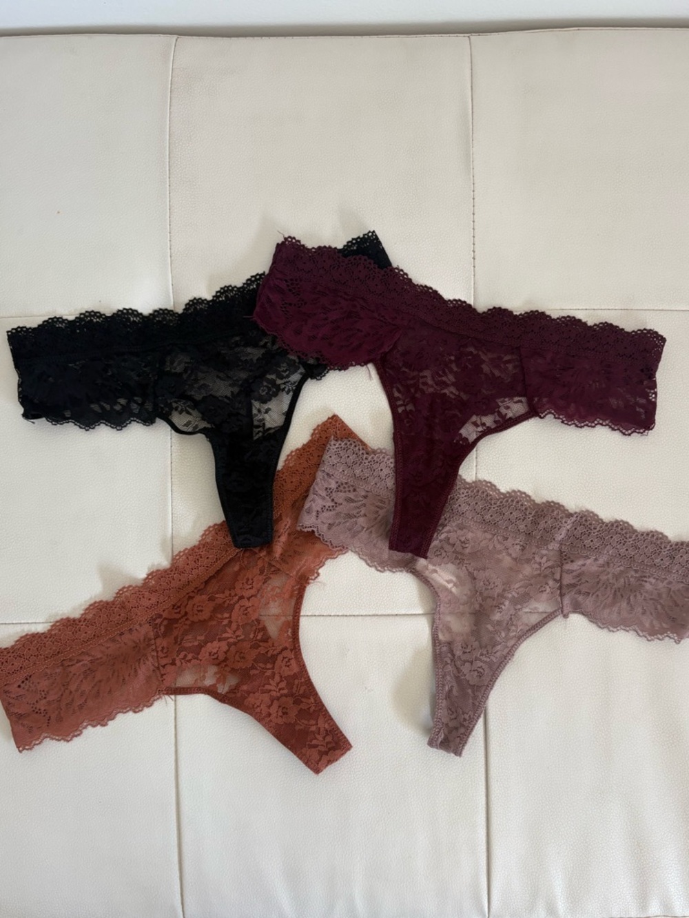 NEW Lace Thong Set - Black, Burgundy, Rust, Taupe